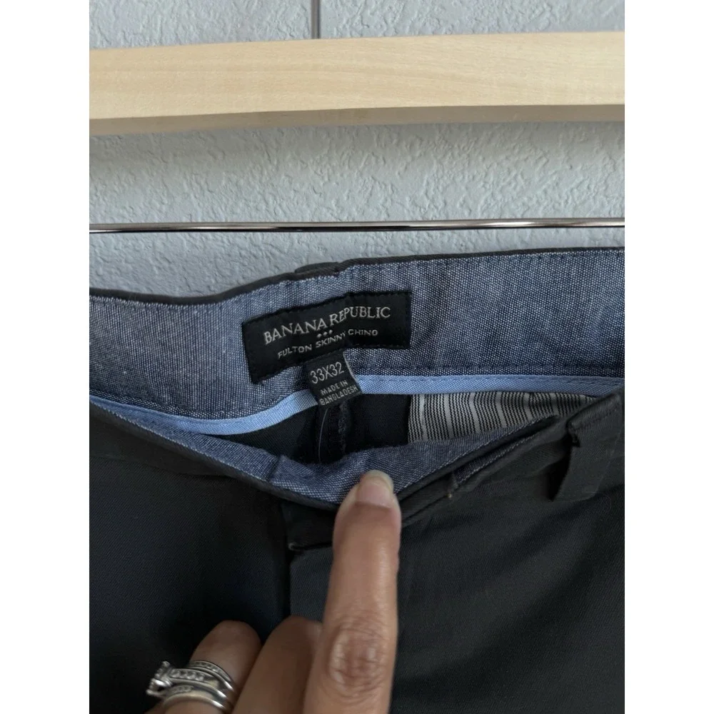 Banana Republic Pants Mens Size 33x32 Flint Gray Fulton Stretch Chino Office NEW